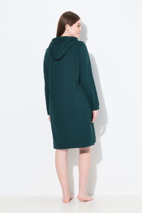 Produktbild Ulla Popken Loungwear-Kleid, Kapuze, weich angeraut, Rippbündchen (62)