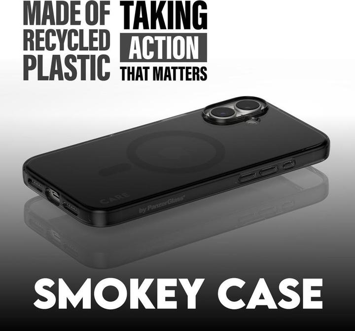 Actual product image PanzerGlass CARE Flagship Case Smokey w. Black MagSafe iPhone '24 6.1" (Apple iPhone 16)
