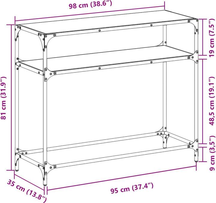Image du produit vidaXL Konsolentisch (35 x 35 x 81 cm)