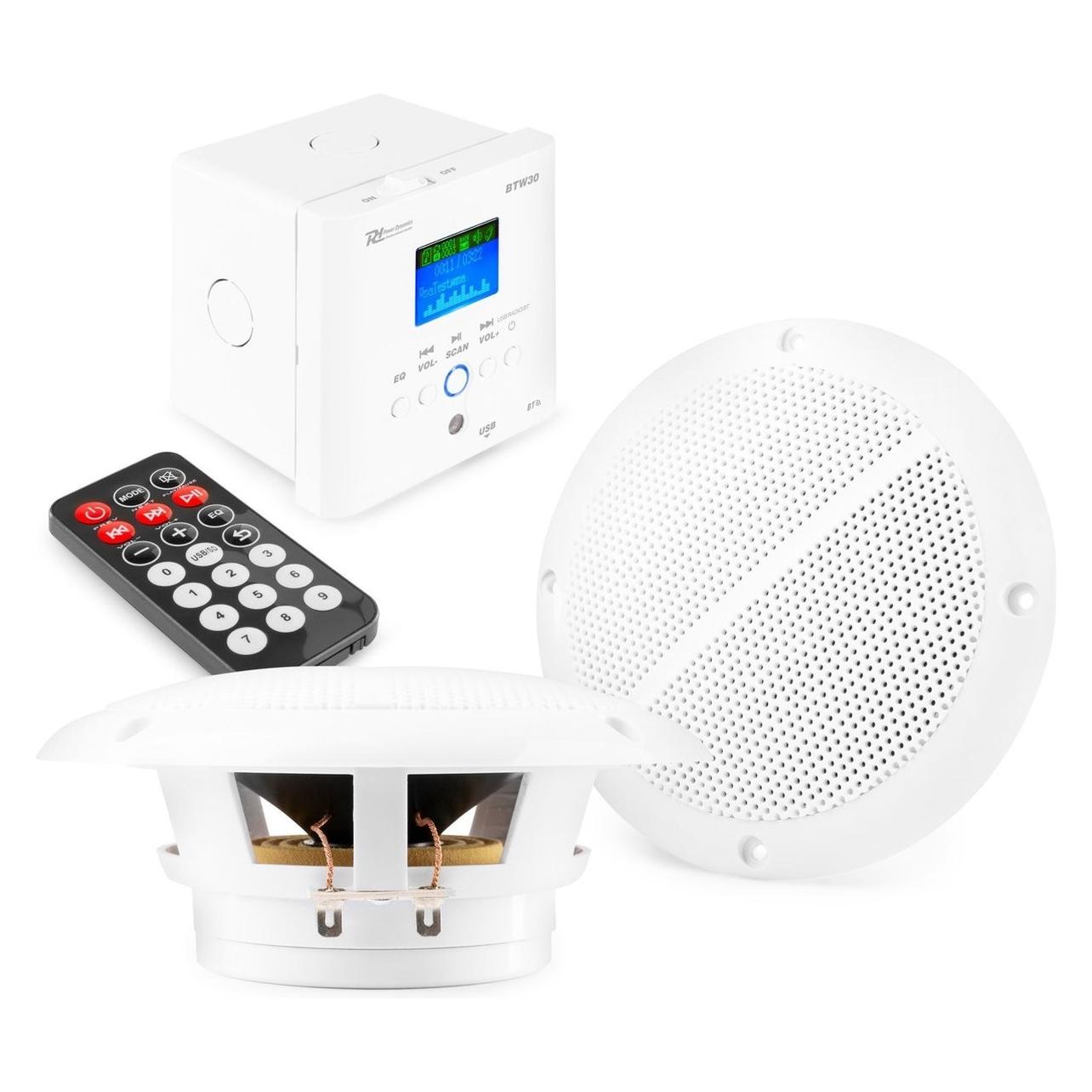 Inventum Luidsprekers Plafond Bluetooth - Complete Set Voor O.a. Badkamer, Etc. - Met Versterker, Bluetooth Luidspreker, Zwart