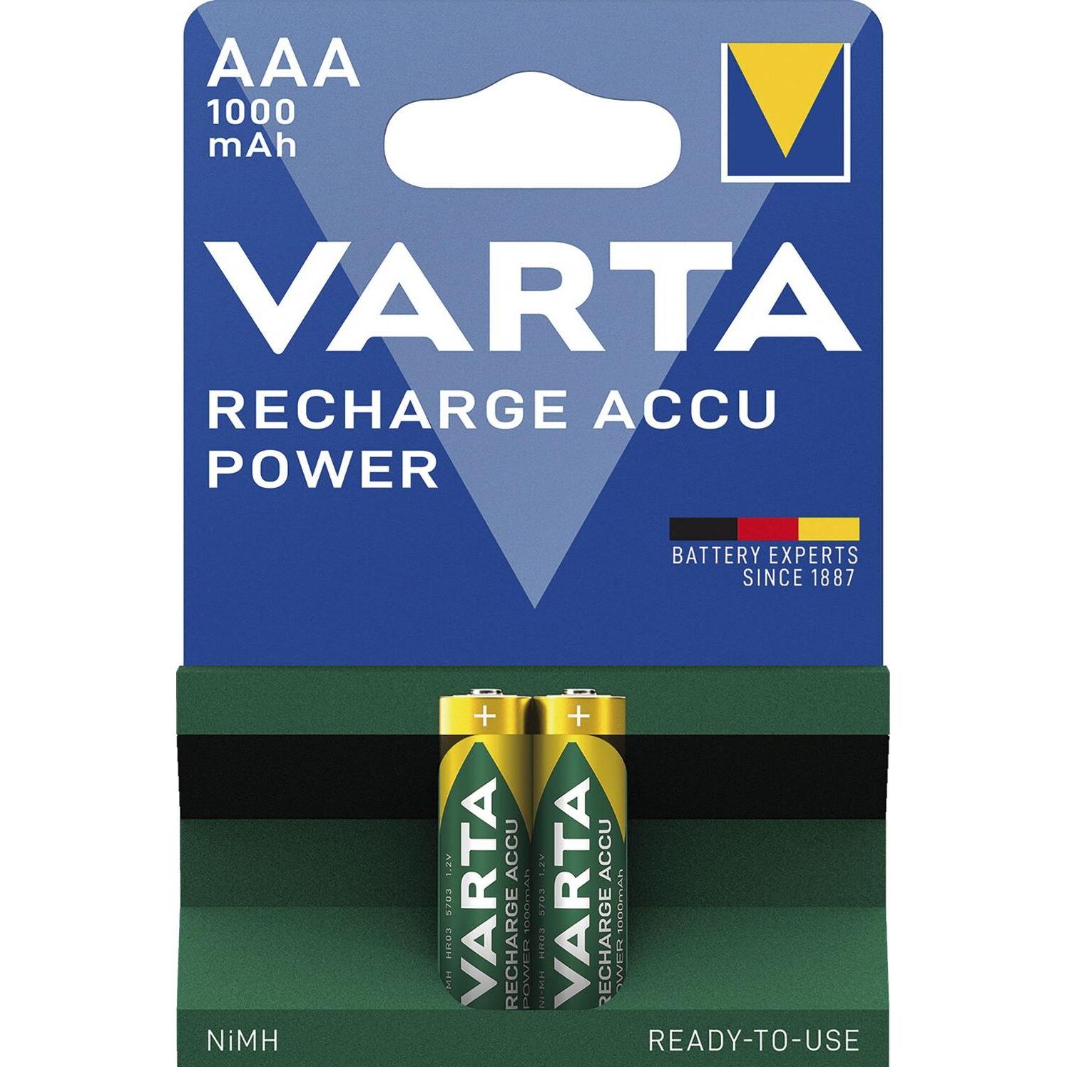 Varta Recharge Accu Power (2 Stk., AAA, 1000 mAh), Batterien + Akkus