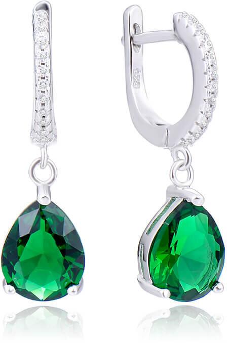 Produktbild Beneto Elegant silver earrings with green zircons AGUC2249