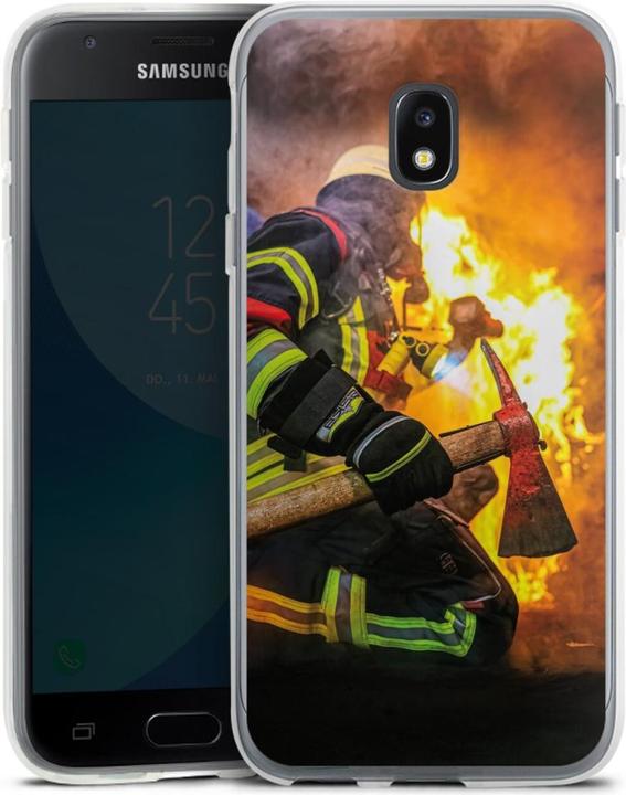 Produktbild DeinDesign Silikon Hülle für Samsung Galaxy J3 (2017) Handyhülle Case Smartphone Schutzhülle Feuer Feuerwehr (Samsung Galaxy J3 (2017))