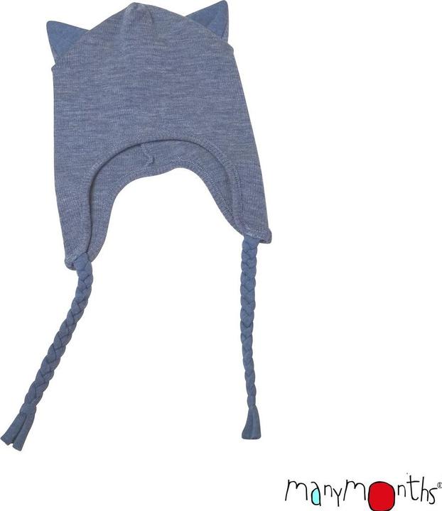 Actual product image ManyMonths Wool Beanie Kitty (with ears) - Blue Mist