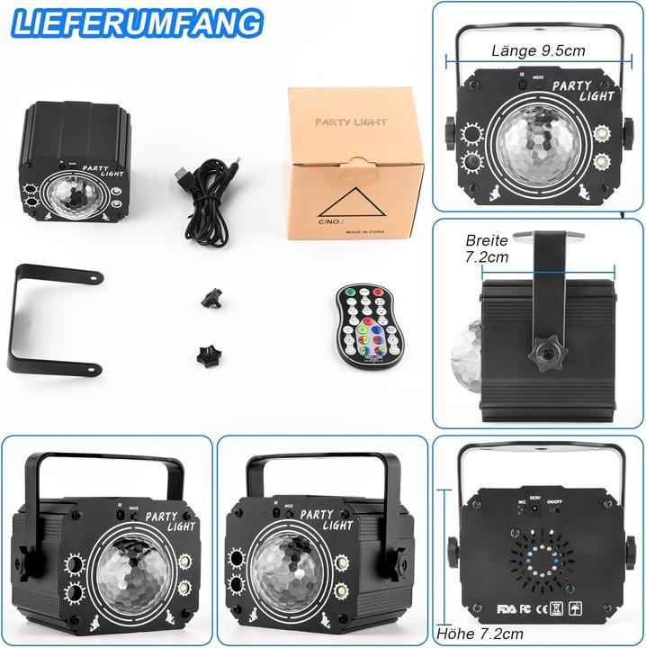 Image du produit Nigecue 3 in 1 Musikgesteuertes Partylicht R11 mit Fernbedienung (LED)