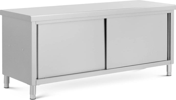 Royal Catering Edelstahl-Arbeitsschrank mit Durchreiche 200 x 70 cm 500 kg Durchreicheschrank