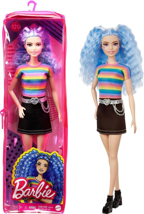 Actual product image Barbie Fashionista Doll - Rainbow top & black skirt
