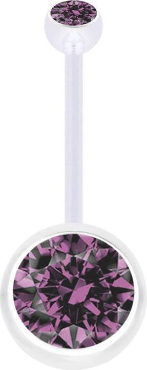 Actual product image Star Piercing Banana Pregnancy transparent with two balls crystal large light purple (without brass, Plastic)