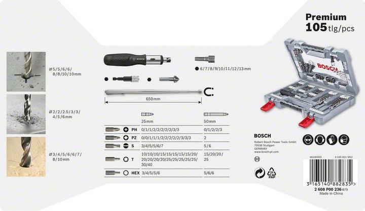 Produktbild Bosch Professional Zubehör 105-tlg. Premium X-Line Bohrer- und Schrauber-Set (10 mm, 3 mm, 4 mm, 5 mm, 6 mm, 7 mm, 8 mm, 9 mm)