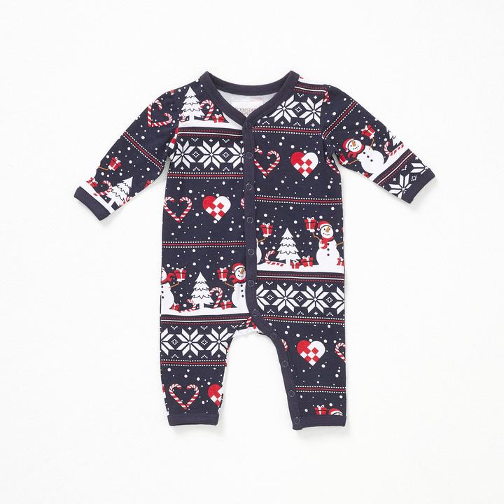 Christmas Sweats Navy Christmas Heart Baby Jumpsuit