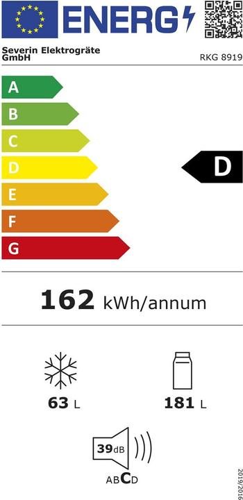 Label énergétique Severin RKG8919 (244 l)