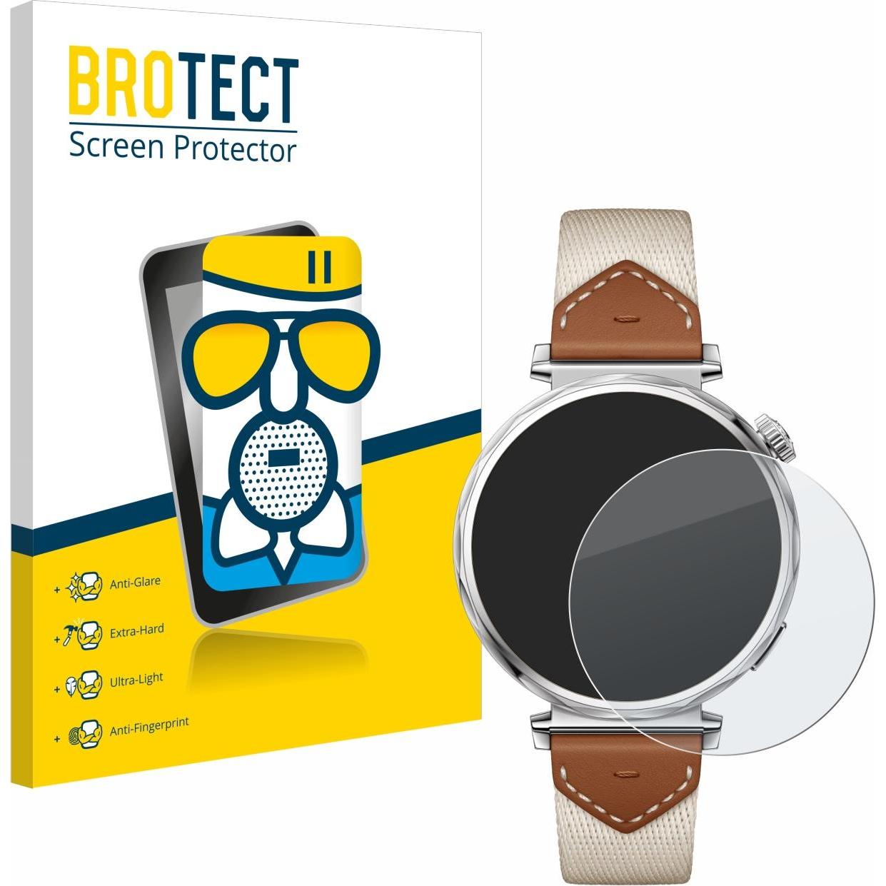 BROTECT Schutzglas Schutzfolie Glas Folie Displayschutz matt, Smartwatch Schutzfolie, Grau