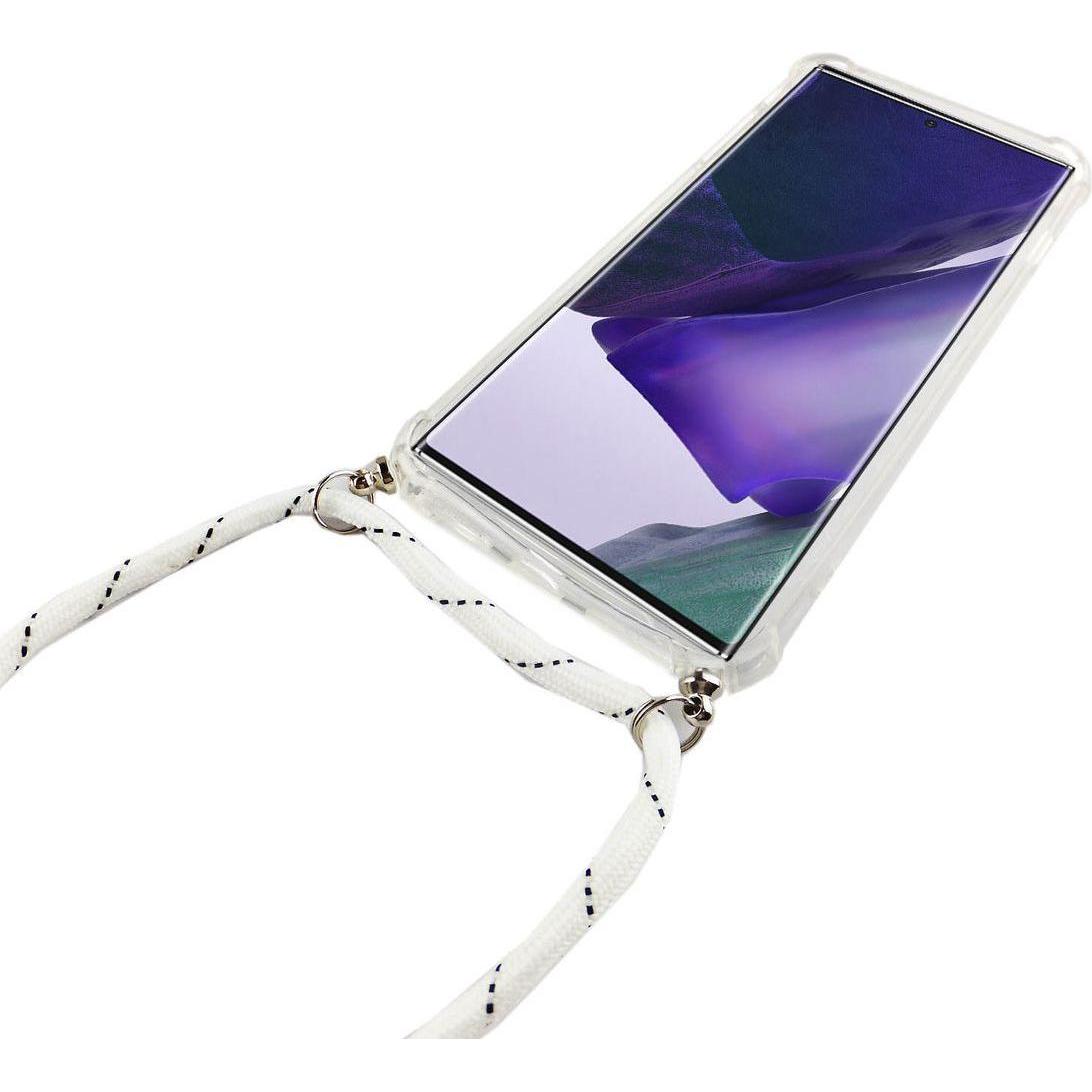 Thumbnail - König Design Handykette für Samsung Galaxy Note 20 Hülle mit Band zum umhängen Kordel Weiss, Handykette, Transparent