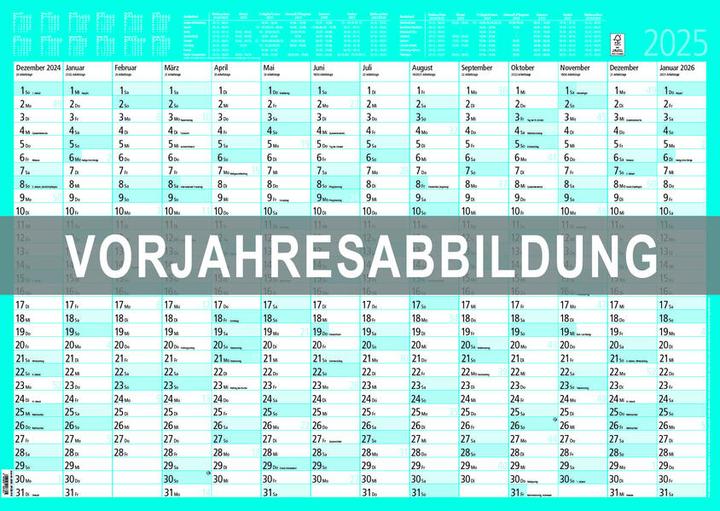 Actual product image Jahresplaner14Monatefoliert2026-Plakat-Kalender86x61cm-abwischbar-Fe (86 x 61 cm, German)