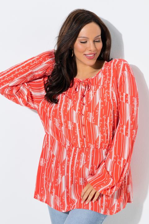 Actual product image Ulla Popken Geometric Anchor Print Blouse (42)