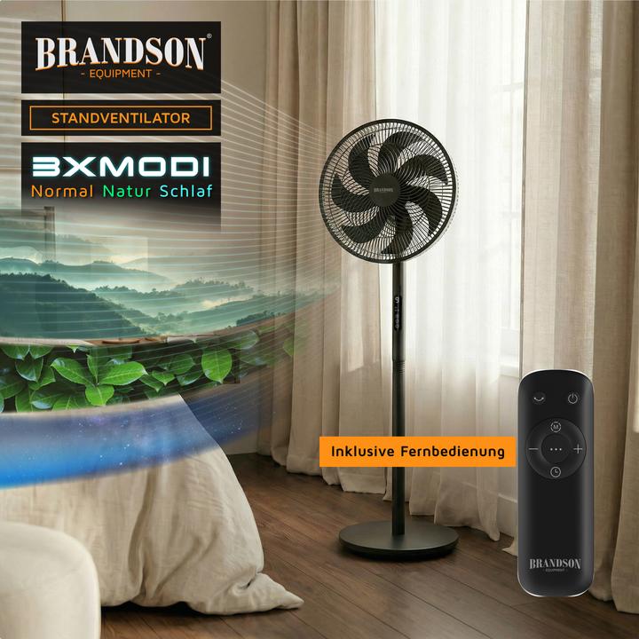 Produktbild Brandson Standventilator DC-Motor, leise, Oszillation, Fernbedienung, 30 W, 9 Geschwindigkeitsstufen (29.70 dB)