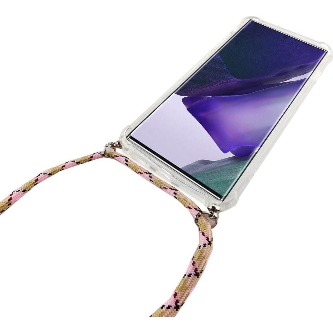 Thumbnail - König Design Handykette für Samsung Galaxy Note 20 Hülle mit Band zum umhängen Kordel Rosa, Handykette, Transparent