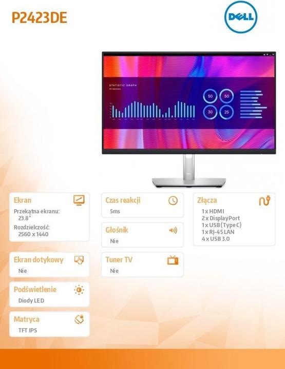 Actual product image Dell P2423DE (2560 x 1440 pixels, 23.80")