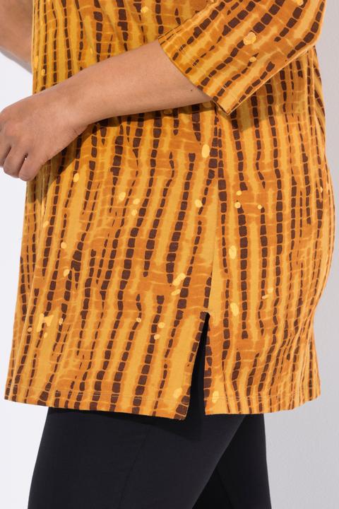 Produktbild Ulla Popken Longshirt, Batikmuster, A-Linie, V-Ausschnitt, 3/4-Arm (56)