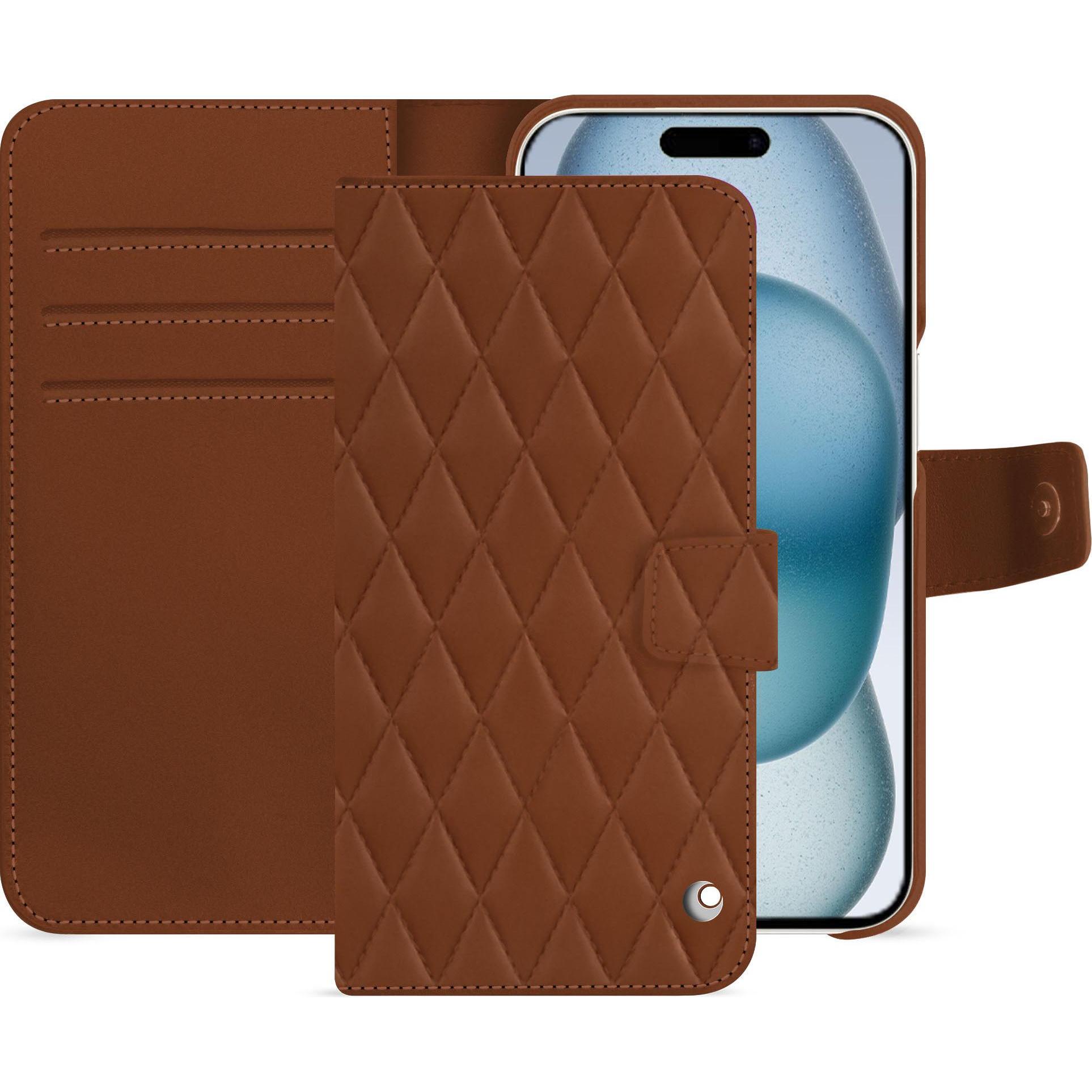 Thumbnail - Noreve Lederschutzhülle Apple iPhone 15 (Apple iPhone 15), Smartphone Hülle, Braun
