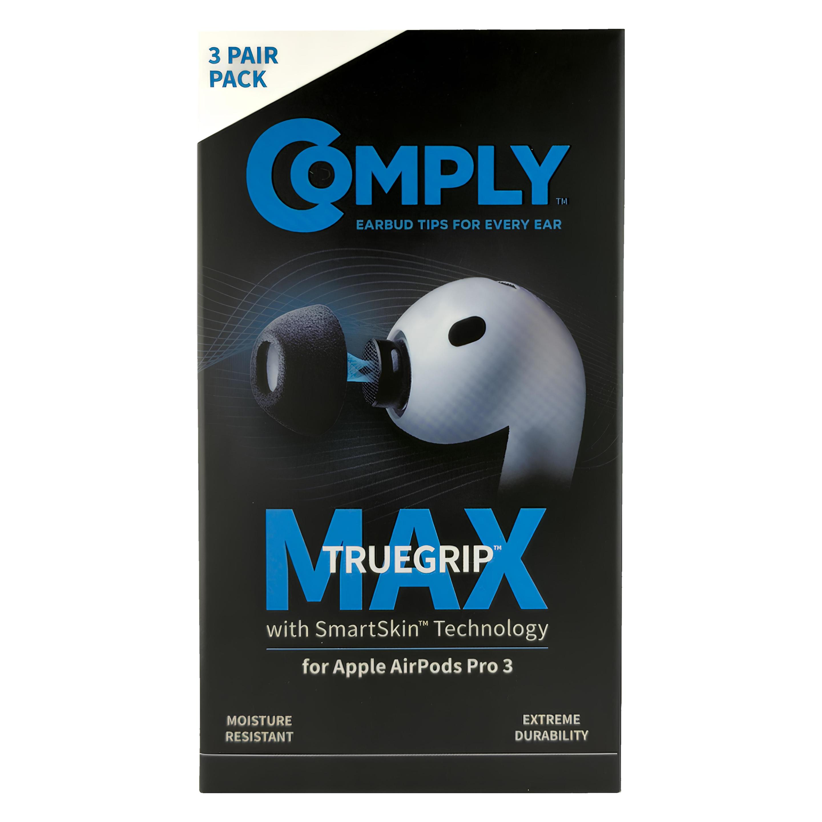 Comply For Apple AirPods Pro 3 Version, Max - Black Medium (M) (Kopfhörer Hülle), Kopfhörertasche + Schutzhülle, Schwarz