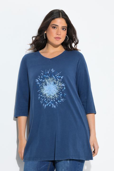 Produktbild Ulla Popken Shirt, Pusteblume, A-Linie, V-Ausschnitt, 3/4-Arm (58)