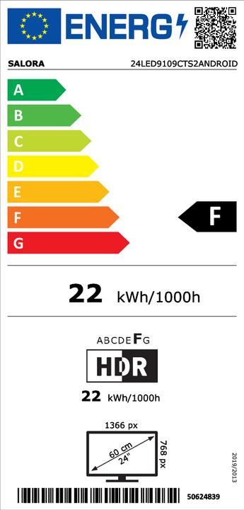 Label énergétique Salora 24LED9109CTS2ANDROID (24", LED, HD ready)