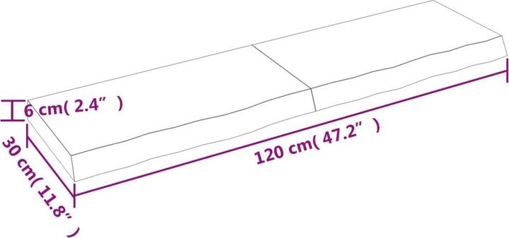 Actual product image vidaXL Oak Nature (120 x 30 x 6 cm)