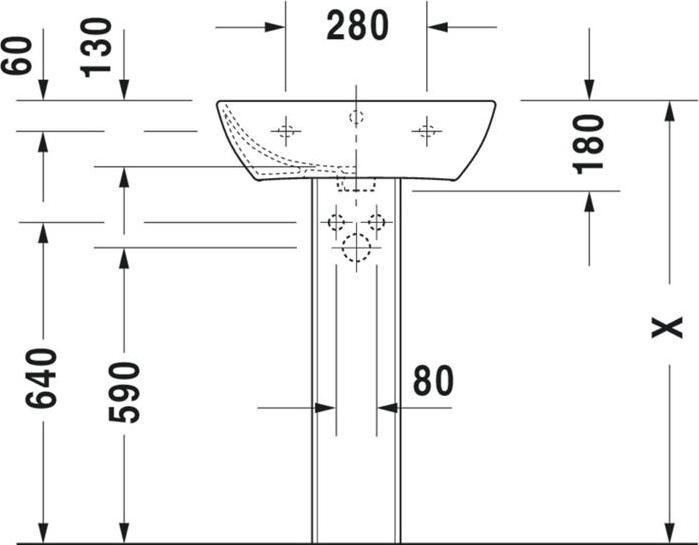 Image du produit Duravit Plan de toilette ME by Starck avec lavabo 550x440mm 1 robinetterie blanc (440 mm, 550 mm)