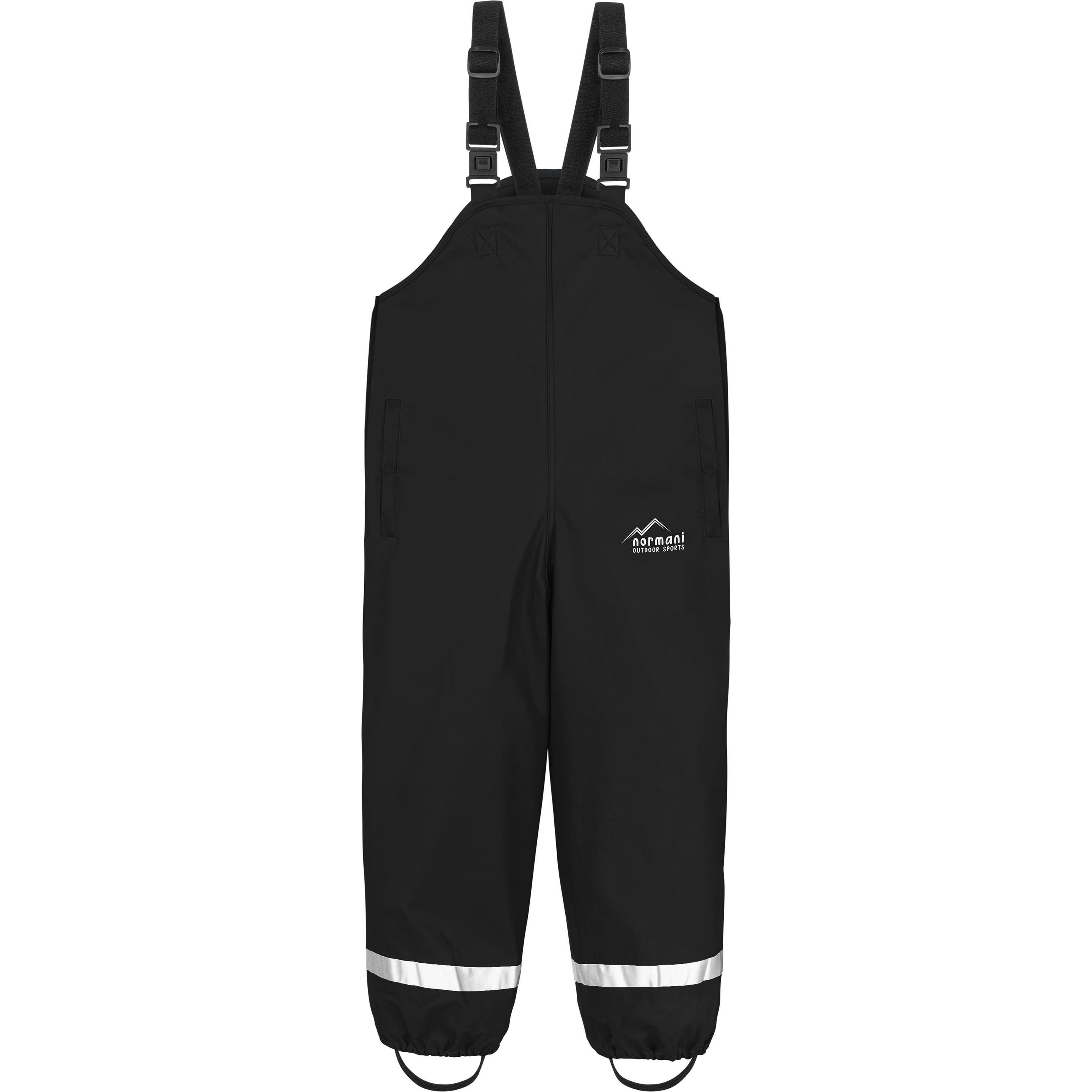 Normani, Herren, Outdoorhose, Kinder Regenhose mit Hosenträgern „Skjolden“ - 9251 (92), Schwarz, 92