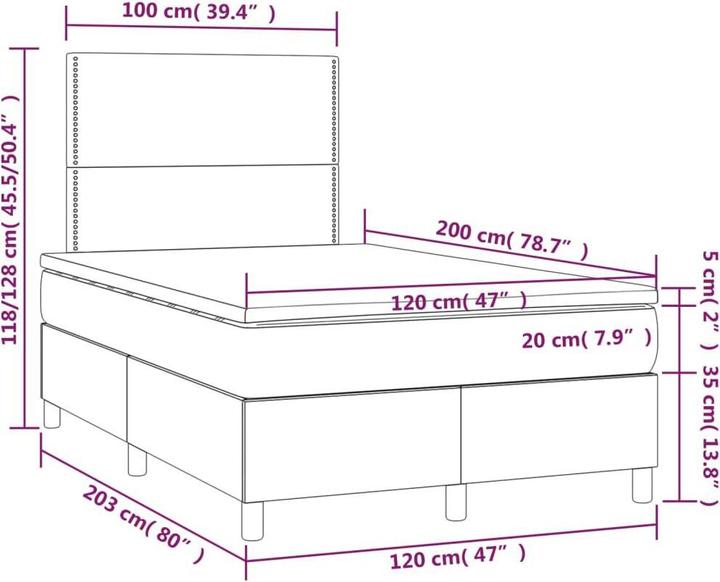 Immagine prodotto vidaXL Boxspringbett (120 x 200 cm)