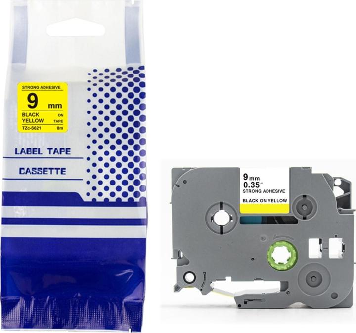 Hermex Alternatives Etikettenband zu Brother TZe-S621 Beschriftungsband (0.90 cm, Gelb, Schwarz)