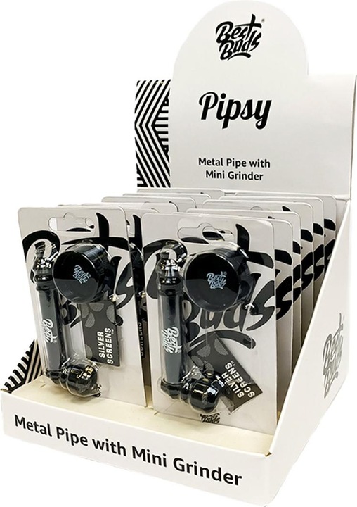 Produktbild Best Buds Pipsy Black Metal Pipe with Mini Grinder