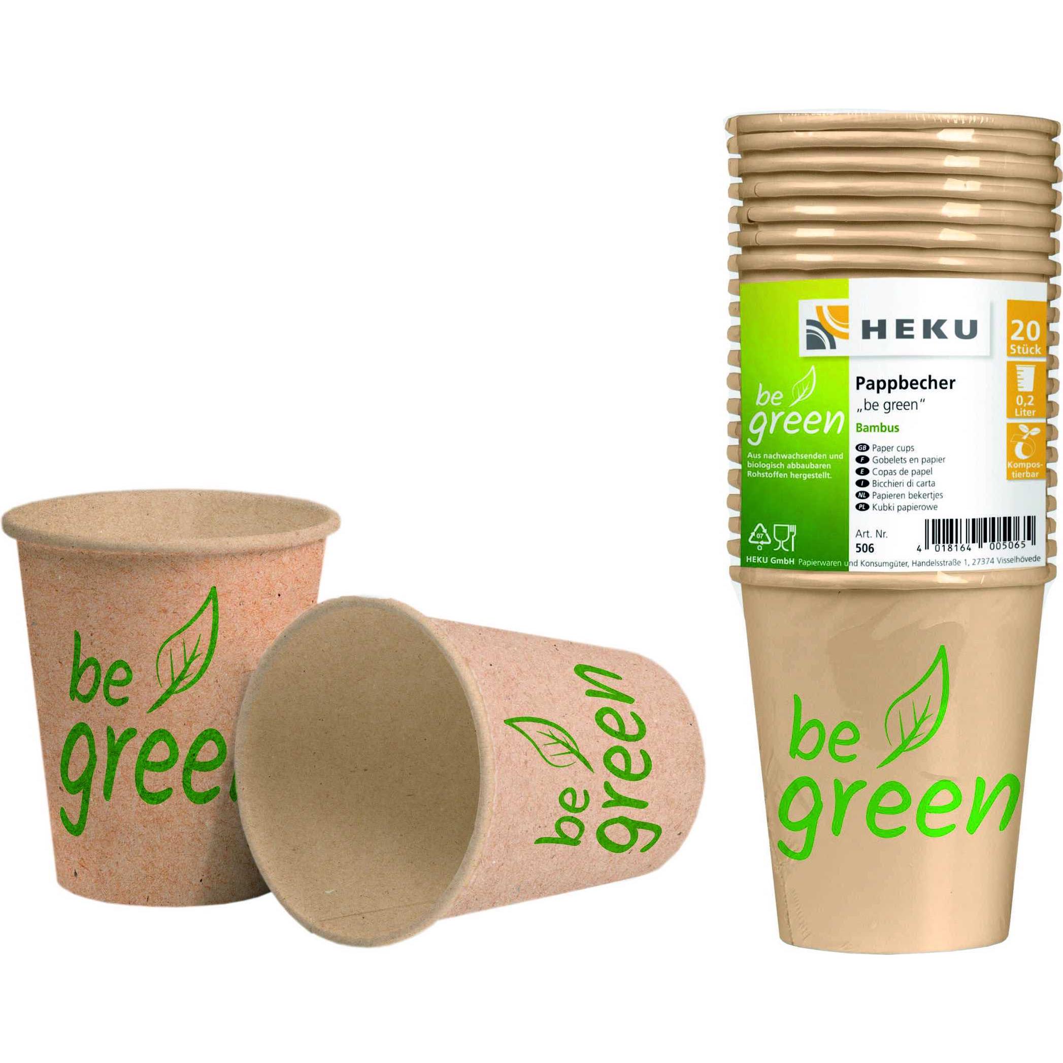 Heku, Einweggeschirr, Partybecher für Kaltgetränke 2dl BeGreen (20 x)