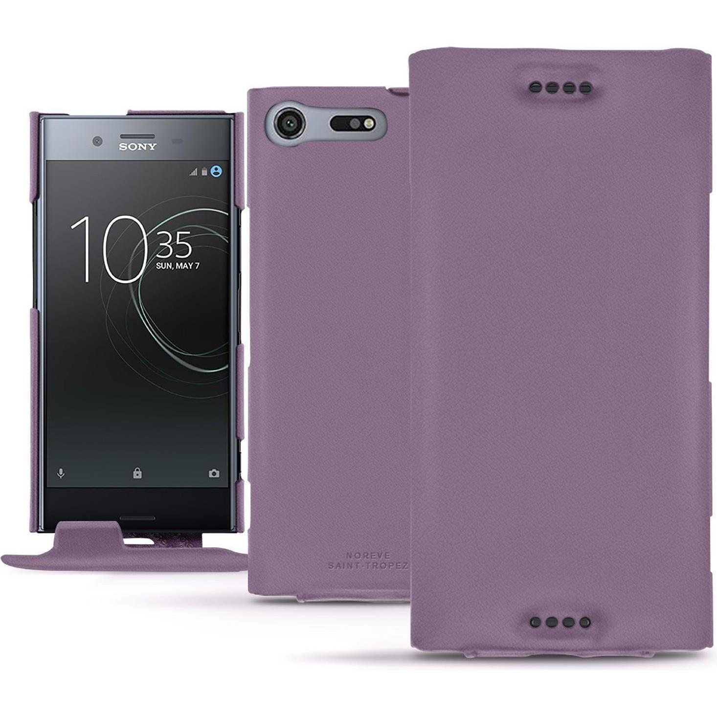 Noreve Lederschutzhülle vertikal (Sony Xperia XZ Premium), Smartphone Hülle, Violett