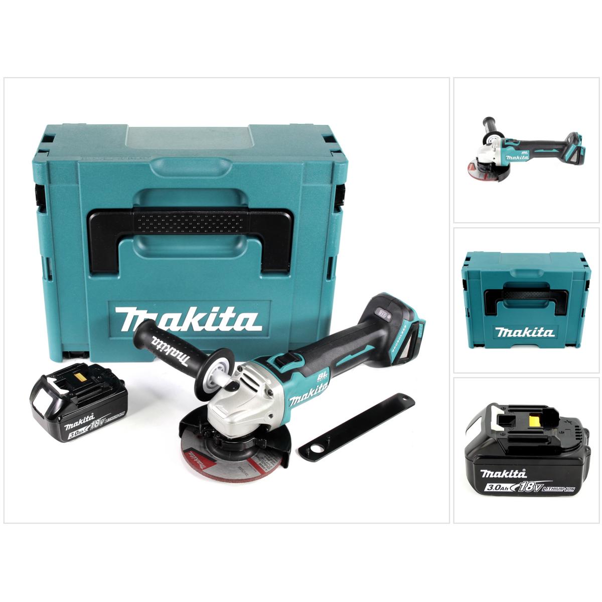 Makita, Winkelschleifer, DGA 504 F1J Akku Winkelschleifer 18V 125mm Brushless + 1x Akku 3,0Ah + Makpac - ohne Ladegerä (...