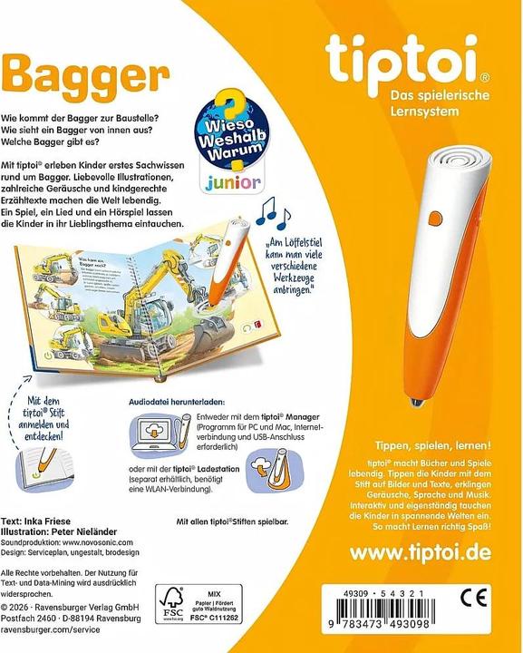 Actual product image tiptoi ® WWW junior Bagger (German, 2 years)