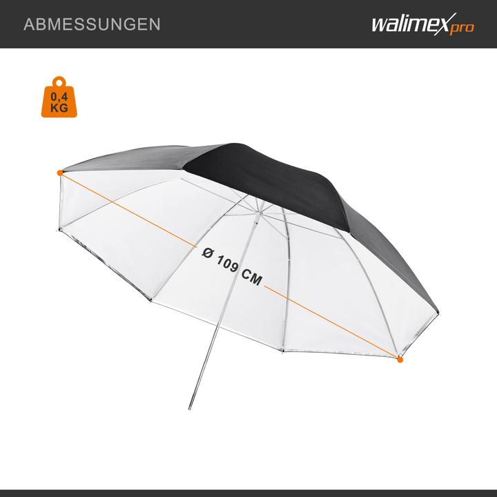 Produktbild Walimex 2in1 Reflex- Durchlichtschirm weiss 109 (Schirmreflektor, 109 cm)