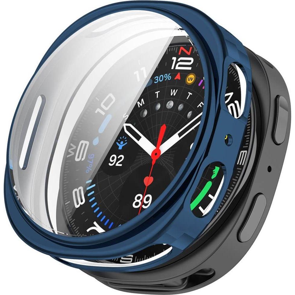Cover-Discount Samsung Galaxy Watch 8 - Gummi Schutz Case Metall-Look, Accessori per smartwatch, Blu
