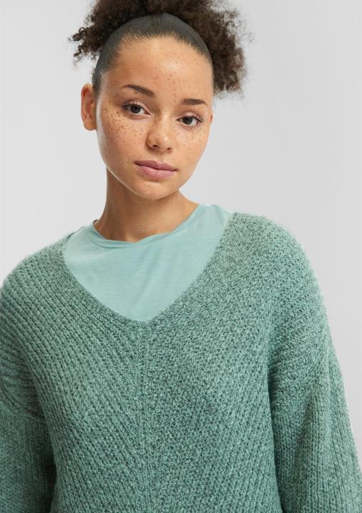 Produktbild S.Oliver Strickpullover Melierter Pullover mit überschnittener Schulter (S)