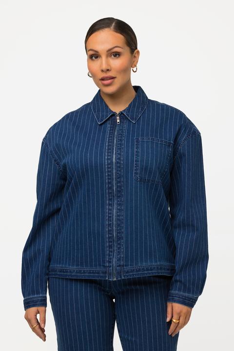 Produktbild Ulla Popken Jeansjacke, Nadelstreifen, Hemdkragen, Reissverschluss (46, 48)