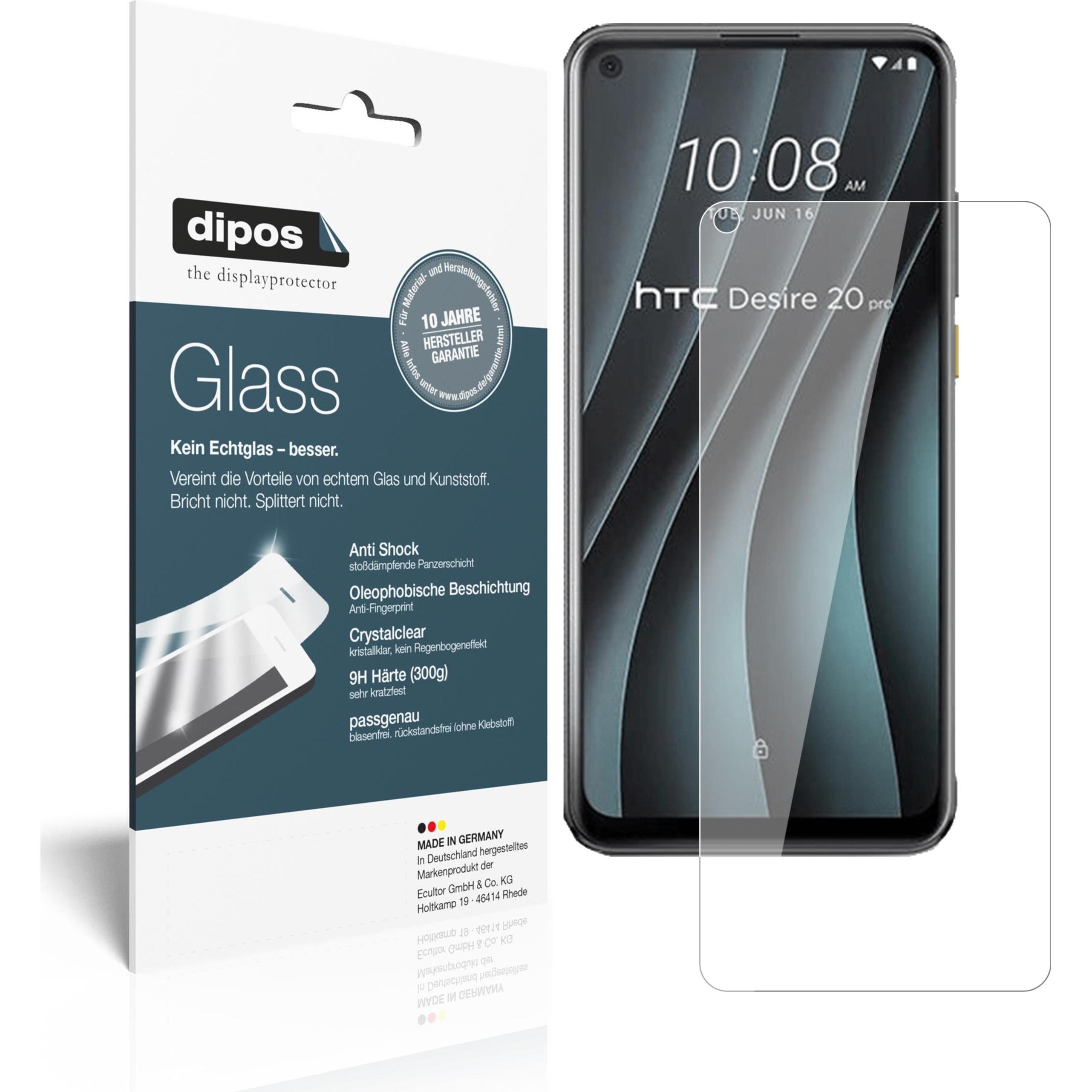 Dipos Displayschutz Anti-Shock (2 Stück, HTC Desire 20 Pro), Smartphone Schutzfolie, Transparent