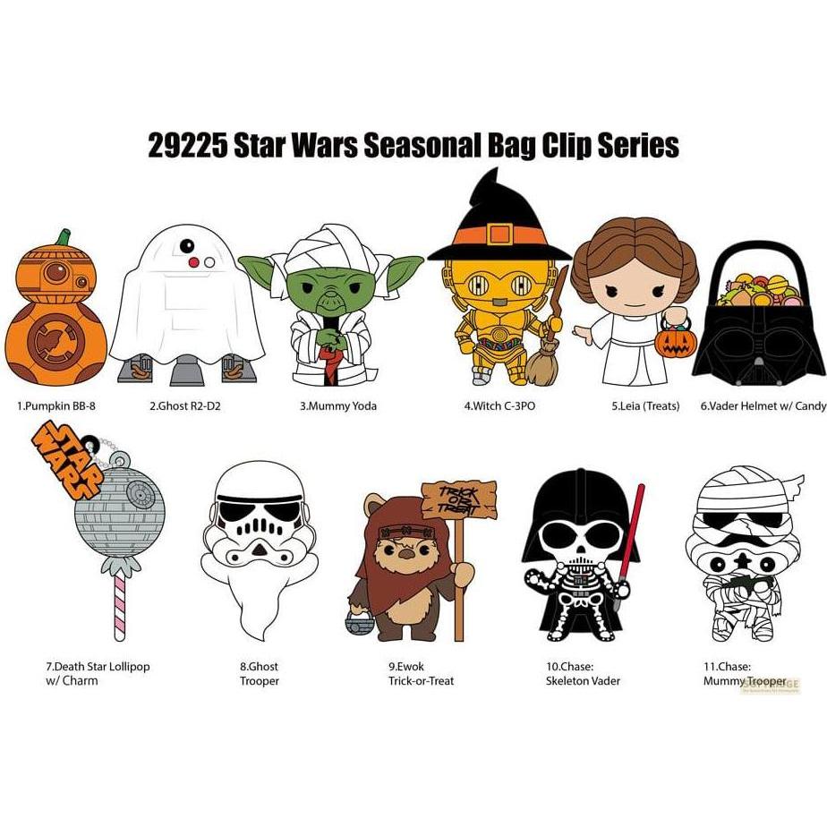 Monogram Int., Portachiavi, Star Wars 3D PVC-Taschenanhänger Halloween Display (24), Multicolore