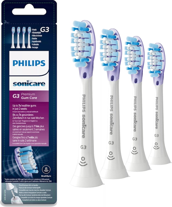 Actual product image Philips Sonicare Original slip-on brush Premium GumCare 4 pack (4 x)