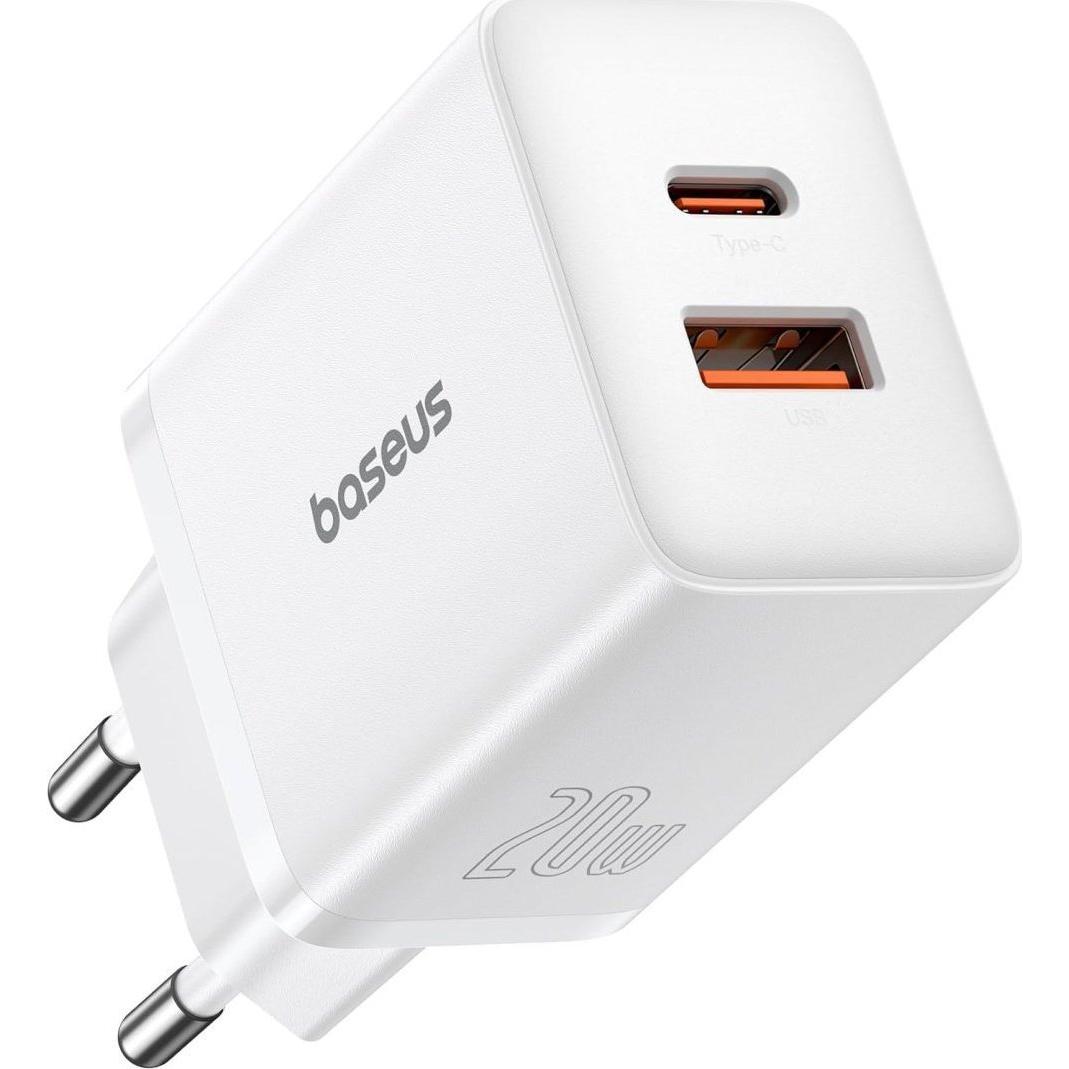 Thumbnail - Baseus Cube, 20W, 3A, 1 x USB-A - 1 x USB-C, weiss (20 W), USB Ladegerät, Weiss
