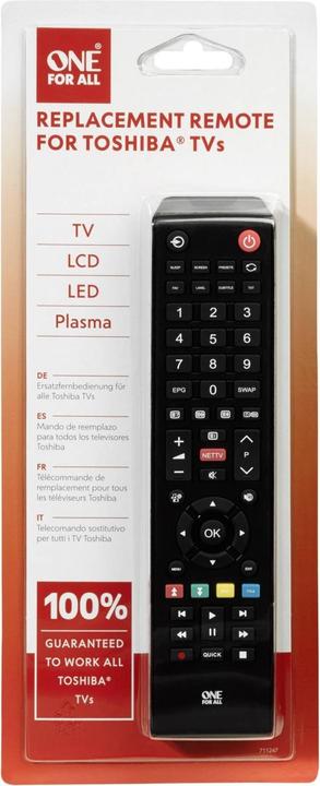 Immagine prodotto One for All Telecomando di ricambio TV Toshiba (Telecomando universale, Infrarossi)