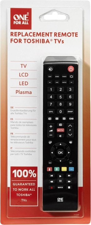 Immagine prodotto One for All Telecomando di ricambio TV Toshiba (Telecomando universale, Infrarossi)