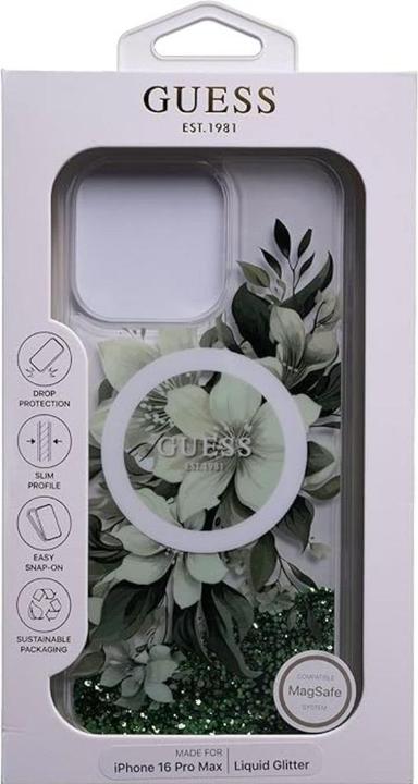 Produktbild Guess Magsafe Liquid Glitter Hard Case With Flower Design - iPhone 16 Pro Max (Apple iPhone 16 Pro Max)
