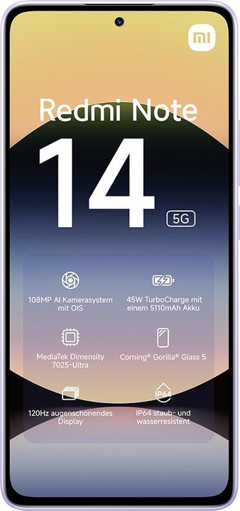 Image du produit Xiaomi Redmi Note 14 (256 Go, Lavender Purple, 262.60", Double SIM, 108 Mpx, 5G)