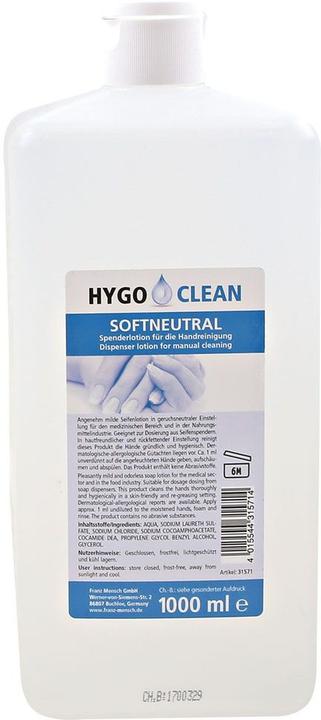 Produktbild Hygoclean Handwaschseife "SOFT NEUTRAL", 1 Liter (Flüssigseife, 1000 ml)